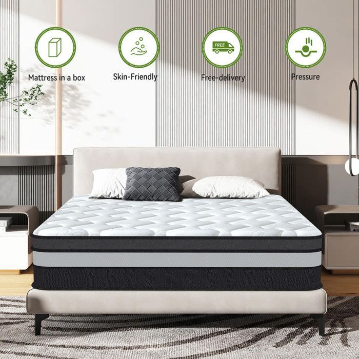 Colchón de 140x200 cm - Extra grueso (30 cm) - Muelles ensacados - Espuma de alta resiliencia - Firmeza y confort - Soporte perfecto - Oeko-TEX®