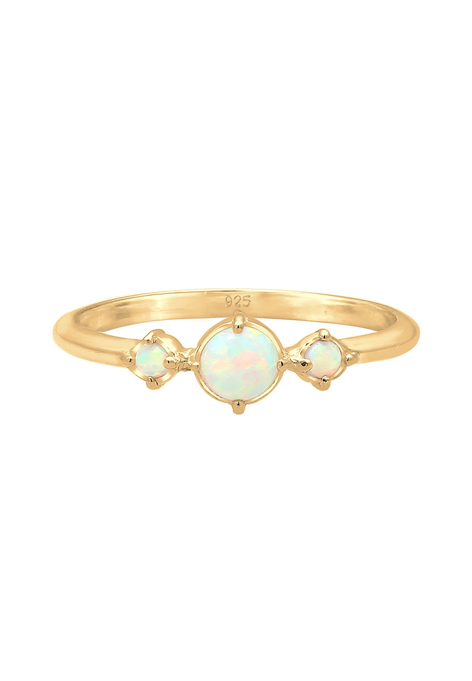 Elli Femmes Bande Géo Vintage Tendance avec Opale Synthétique en Argent Sterling 925