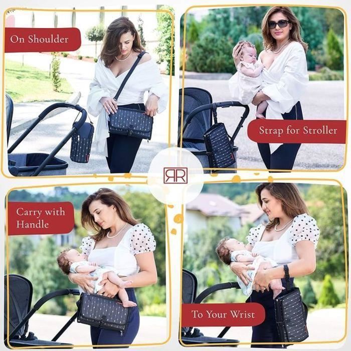 Cambiador plegable para bebés, cambiador portátil con bolsa para pañales, bolsa de viaje para pañales extraíble e impermeable.