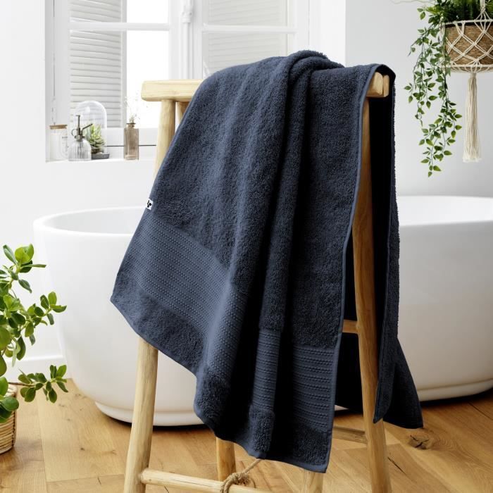 Drap de bain - GARANCE - Minuit - 100% coton bio - 600 g/m² - 90 x 150 cm