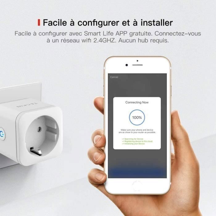 Smart strømskinne - Noname - 4 stikkontakter - Kompatibel med Alexa og Google Home - IP44 vanntett - Type F