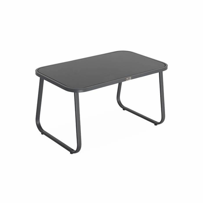Set di mobili da giardino in metallo e textilene per 4 persone. Antracite e naturale. Design