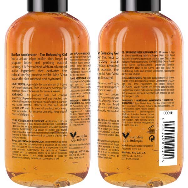 Gel accelerator de bronz EcoTan cu Aloe Vera 200 ml