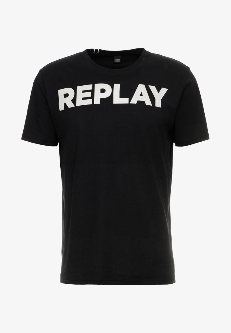 Replay trükiga T-särk - must