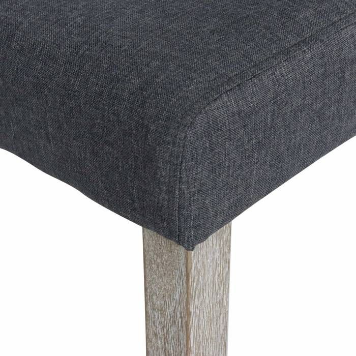 Juego de 4 sillas - Rita - sillas de tela, patas de madera blanqueada, gris oscuro