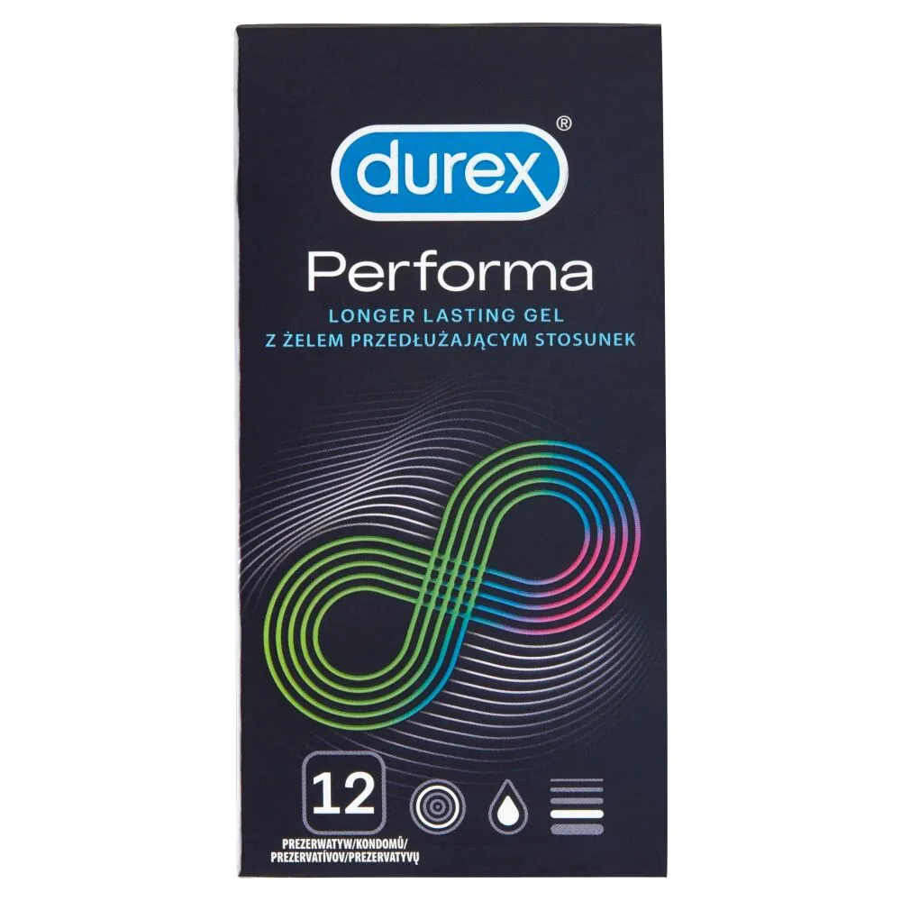 Durex Performa Prezerwatywy pokryte lubrykantem, 12 szt.
