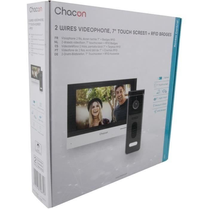 Videoportero con cable - Chacon - Cámara exterior con visión nocturna - 2 cables - Pantalla de 7