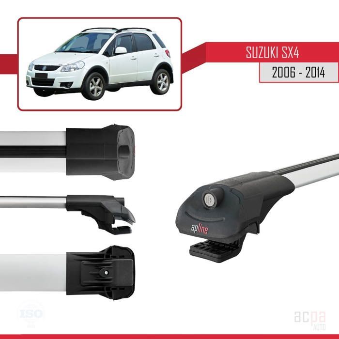 Barras de techo ACE-1 compatibles con Suzuki SX4 II (JY) 2006-2014, portaequipajes (gris), 2 barras.
