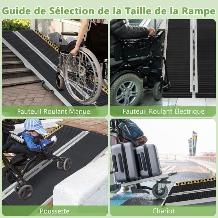 Rampa para silla de ruedas COSTWAY - Rampa de carga de aluminio con placa de transición - 272 kg - 183 x 74 x 8 cm