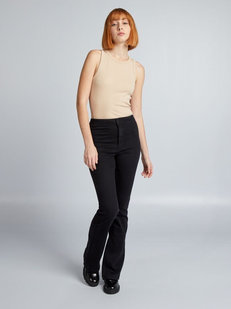 Jeansy dzwony/bootcut z wysokim stanem - CZARNE