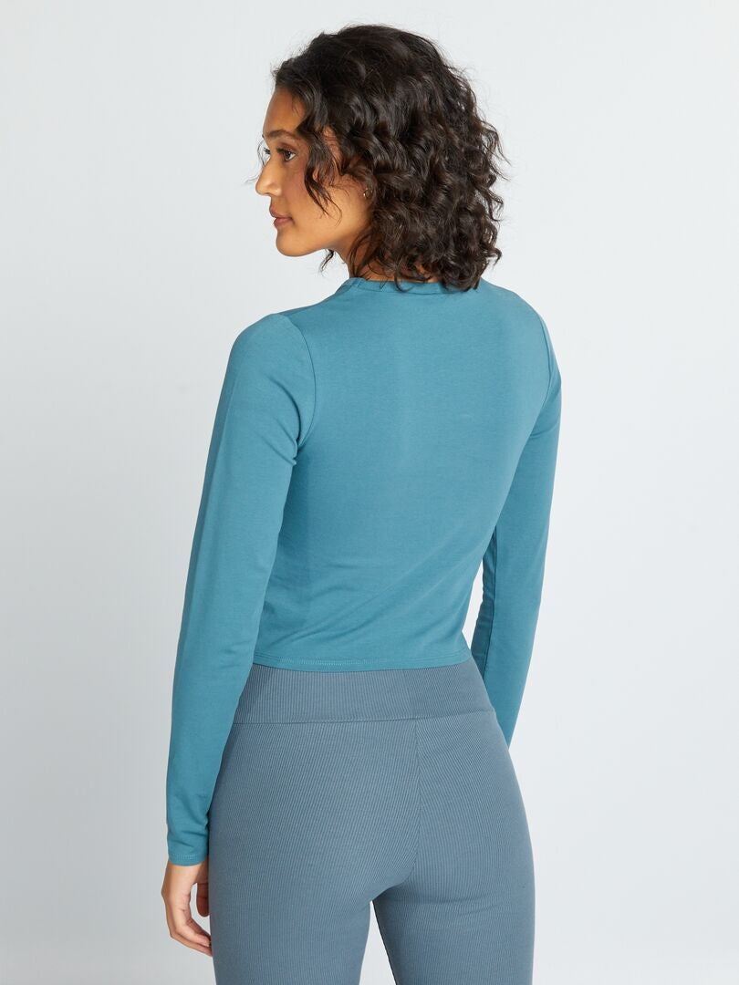 Camiseta cropped - azul escuro