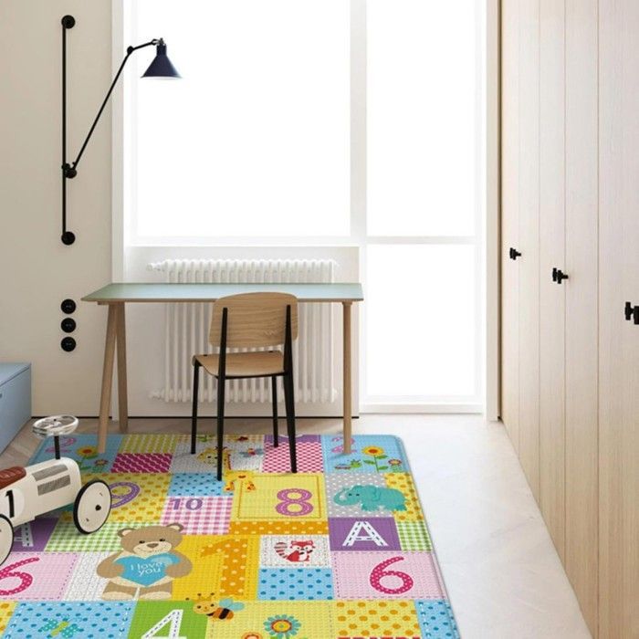 Alfombra de juegos plegable grande para bebés JZSH - Alfombra de juegos gruesa, impermeable, antideslizante y lavable para niños pequeños.