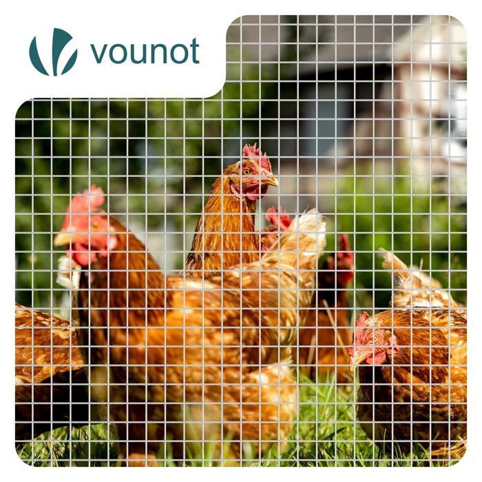 VOUNOT® Galvanized Welded Wire Mesh Roll 0.5x25m - 13mm Mesh 0.7mm Wire - Metal Trellis and Fencing