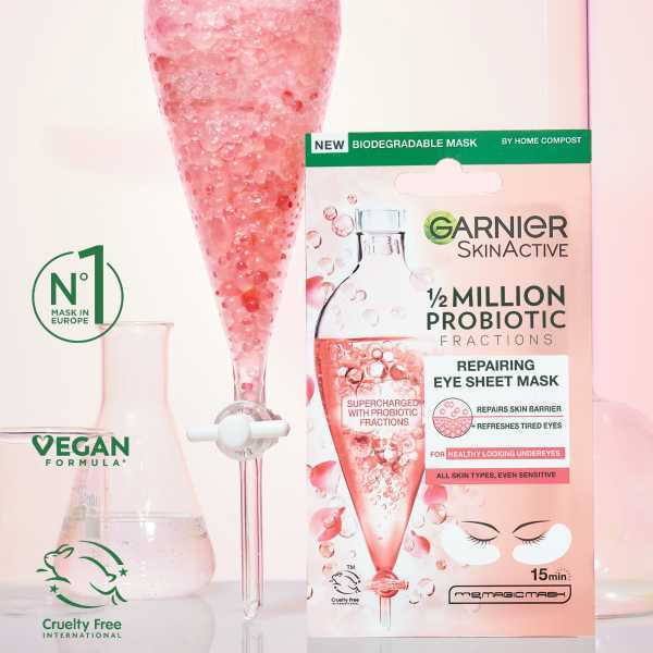 Maschera in tessuto riparatrice per il contorno occhi probiotica Garnier Skinactive