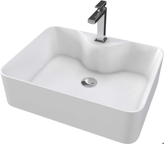 Rectangular Ceramic Washbasin 48.5*37.5*13.5cm Countertop Basin White