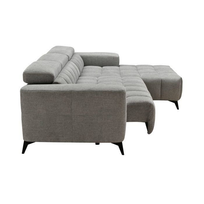 Canapé relax coulissant électrique d'angle droit 3 places gris clair
