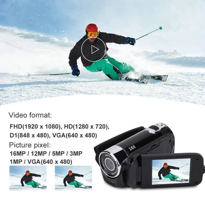 Videocamera digitale HD - FAFEICY - HB046 - 1080P - Rotazione a 270° - 16MP
