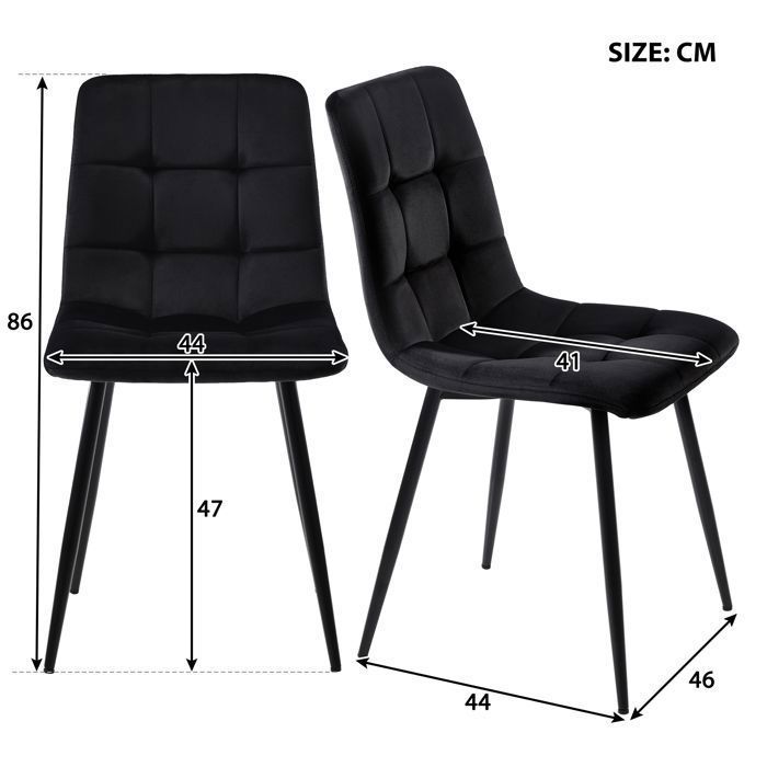 Juego de mesa de comedor de 120 × 70 cm con 4 sillas - Juego moderno de mesa y sillas para cocina/sala de estar - Sillas de terciopelo negro