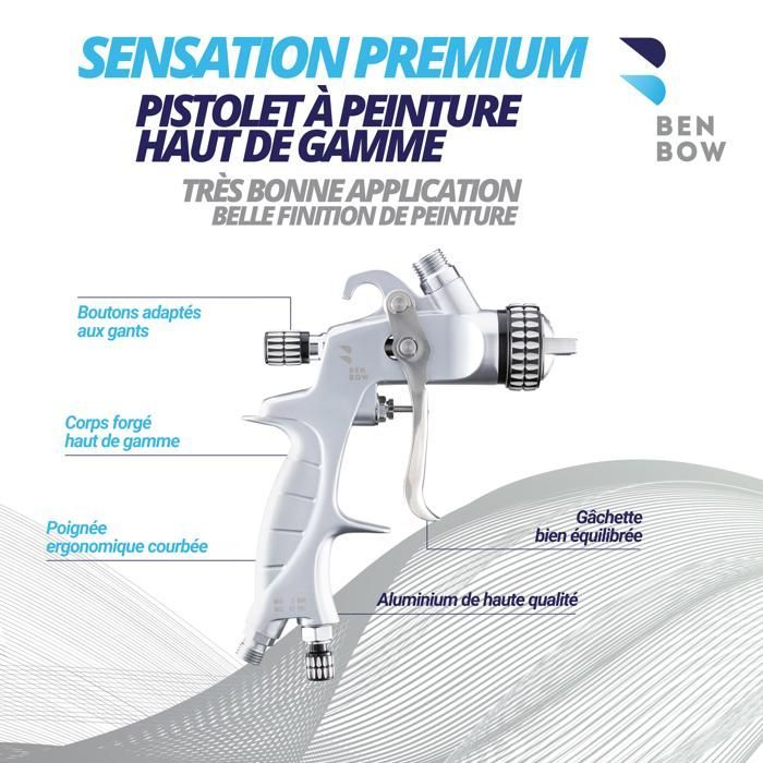 Pistolet à peinture BENBOW PK60 - professionnel - buse 1,8 mm - godet gravité 600 ml