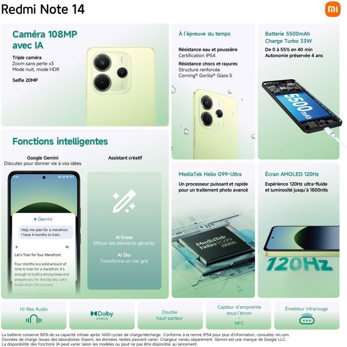 Xiaomi - Redmi Note 14 - 4G - 256 Go - Noir