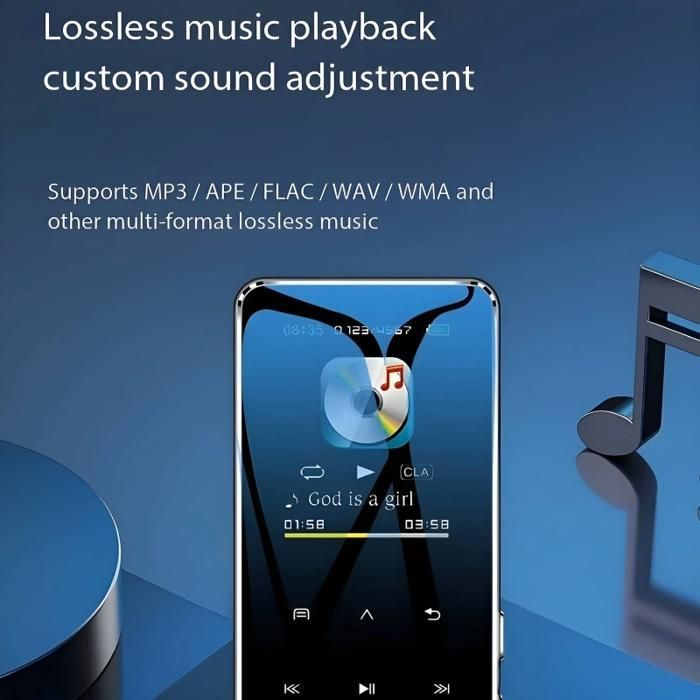 Reproductor MP4, Bluetooth, 16 GB, pantalla táctil capacitiva, calidad de sonido HD, música, fotos, vídeos, libros electrónicos, negro