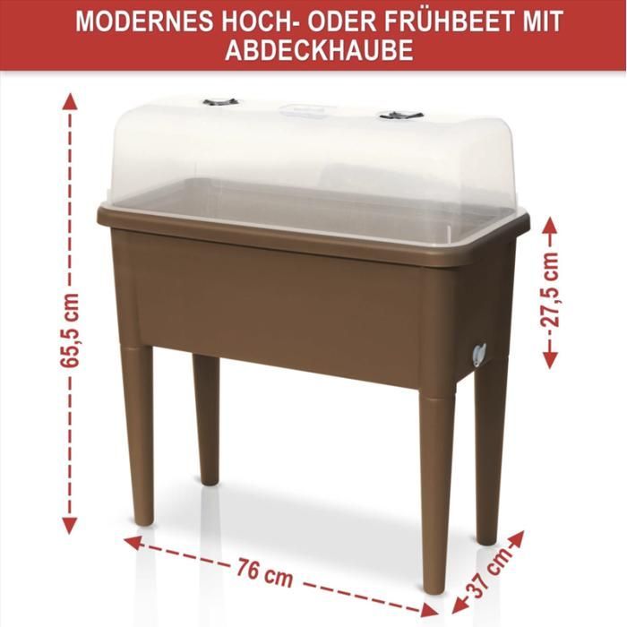 Carré potager sur pied plastique Marron avec couvercle 76x 66x37cm Jardinière surélevée