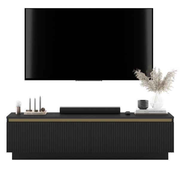 Szafka RTV Nowczesna Komoda Glamour Czarny MAT 140 cm