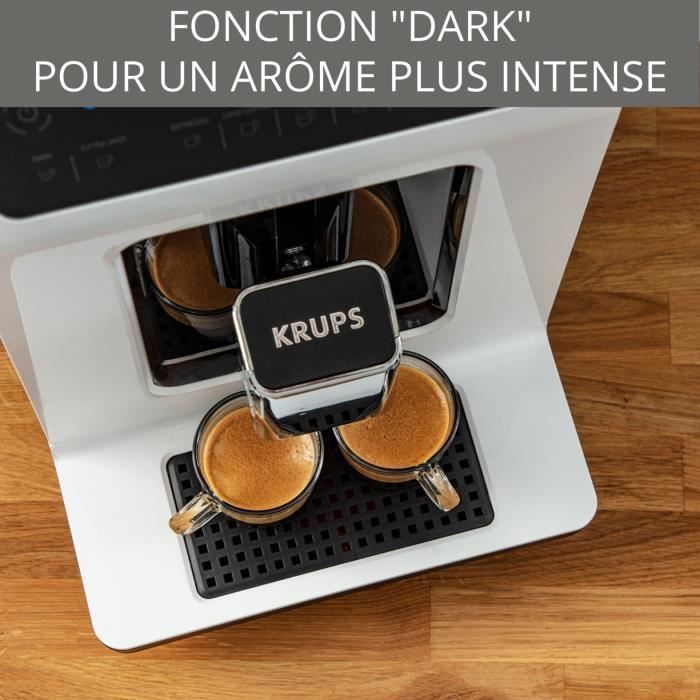 Macchina da caffè automatica KRUPS con macinacaffè integrato, 15 bevande, 2 tazze simultanee, per espresso e cappuccino. Codice articolo: EA890110.