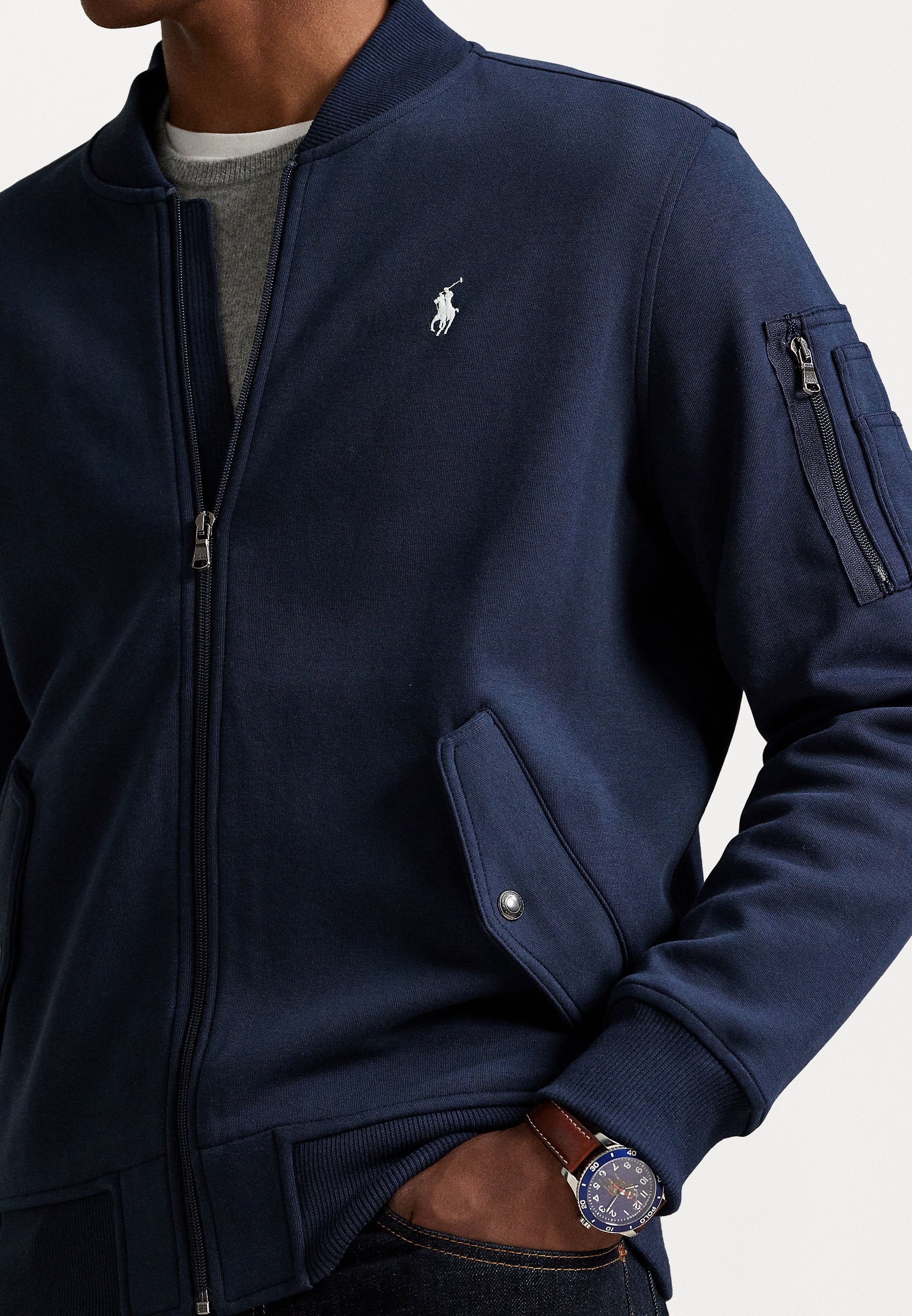 Polo Ralph Lauren dubbelgebreide bomberjack - Sweatshirt met rits - marineblauw
