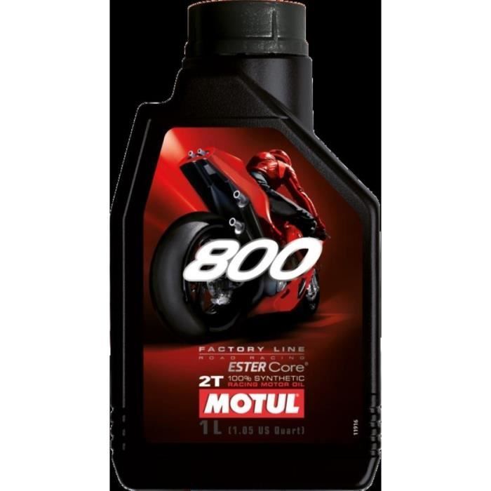 Aceite Motul 800 FACTORY LINE ROAD RACING para motores de 2 tiempos, 1 litro, para competición y uso en circuito.