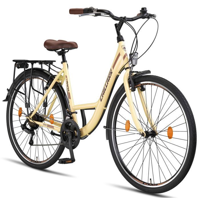 Chillaxx Strada Premium City Bike - 28 inch, Beige with V-brake