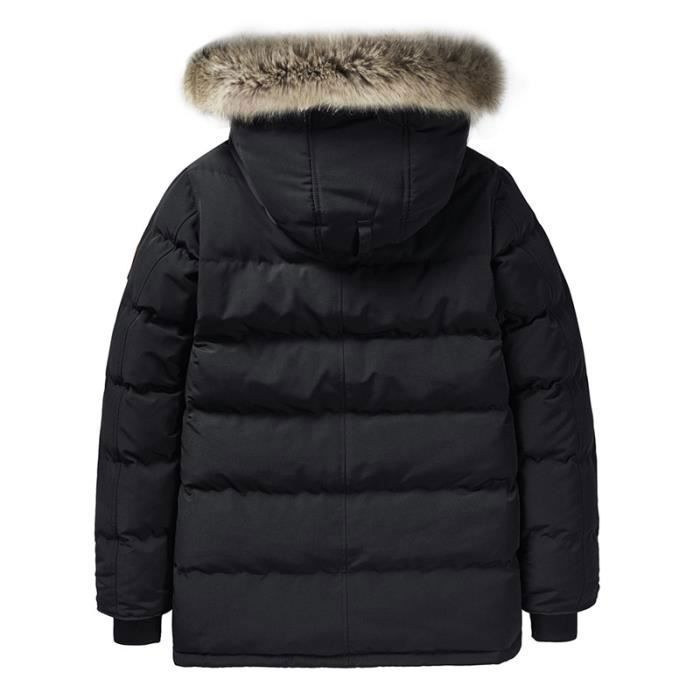 Men's Long Warm Winter Puffer Jacket with Hood - Fitted Cardigan with Hood - Black - JZ647