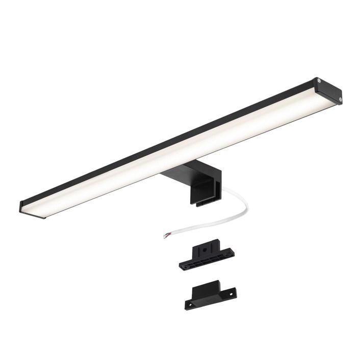 Applique mural LED 12W 50 cm IP44 pour salle de bain, miroir et meuble,slim, en aluminium noir mat avec lumière blanche neutre