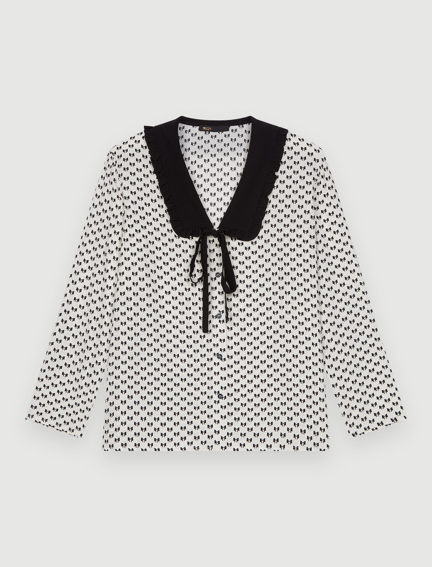 Crêpe shirt met strikjesprint - Noeuds Ecru