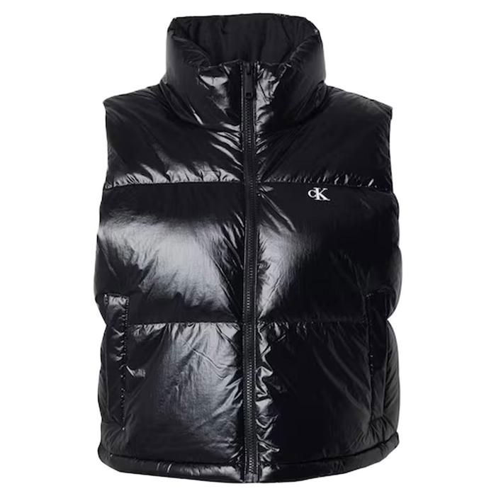 Chaqueta acolchada negra de alto brillo para mujer de Calvin Klein Jeans