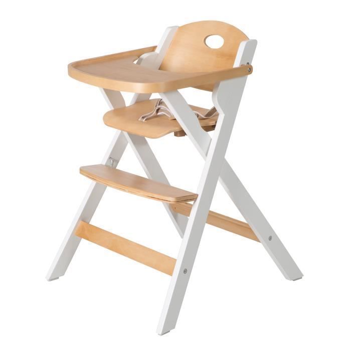 Trona plegable - ROBA - FOLD UP SMART - Bandeja para comida + arnés de seguridad - Madera / Blanco