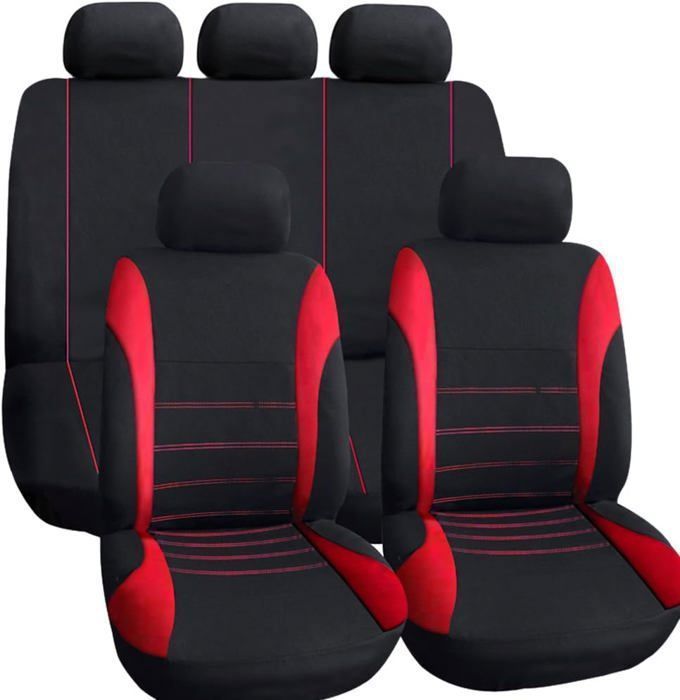 Coprisedili per auto - YYV - Universali - Nero e Rosso - Poliestere - Antiscivolo