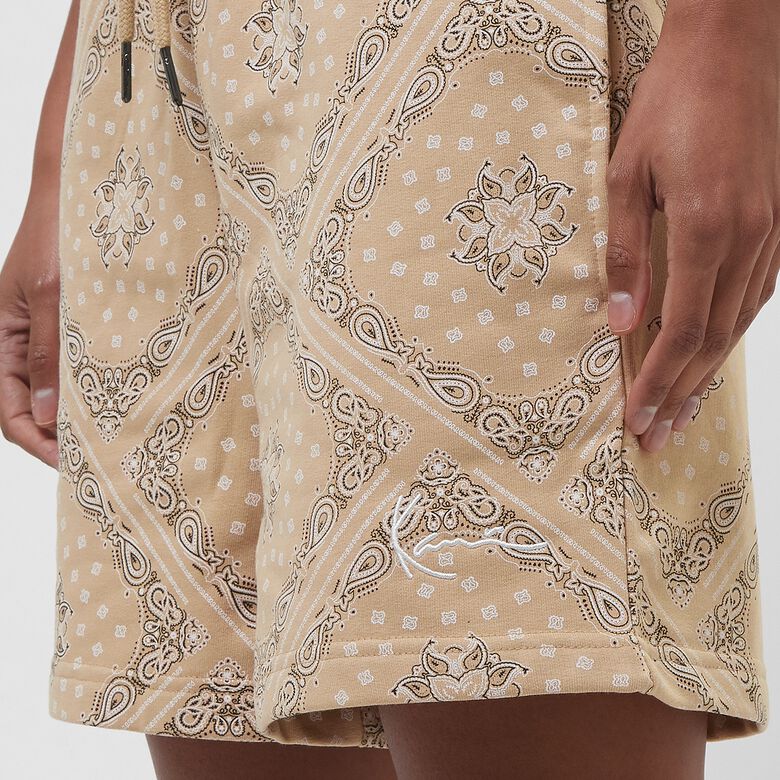 Korte shorts met paisleyprint en kleine handtekening