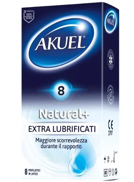 AKUEL Akuel Natural+ Extralubr 8 tükki suurema sileduse saavutamiseks