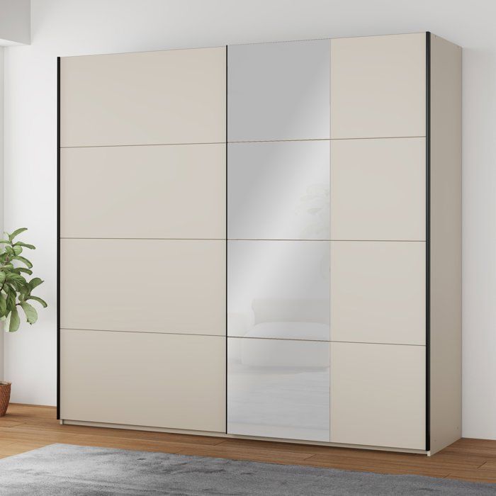 Armoire - 2 portes coulissantes - Cachemire + Miroir - L220,1 x P61,2 x H210,5 cm