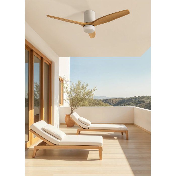 Ventilador de techo - Create - Con luz - Silencioso - Ø132cm - Blanco/Efecto madera clara