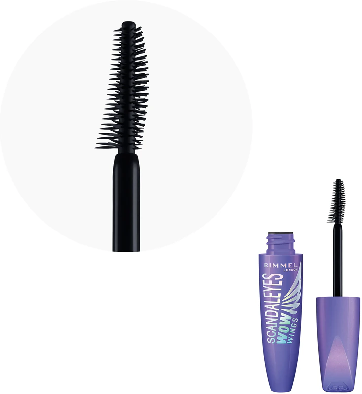Máscara Rimmel ScandalEyes WOW Wings que curva e dá volume.