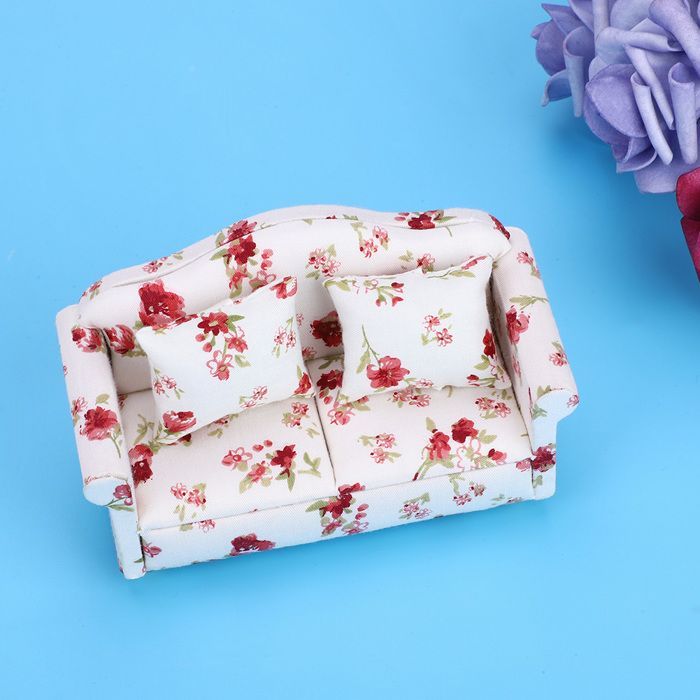 Divano per bambole SURENHAP, accessori per bambole a forma di casa di fiori, mini mobili, divano matrimoniale, casa dei giochi, grande gruppo di fiori