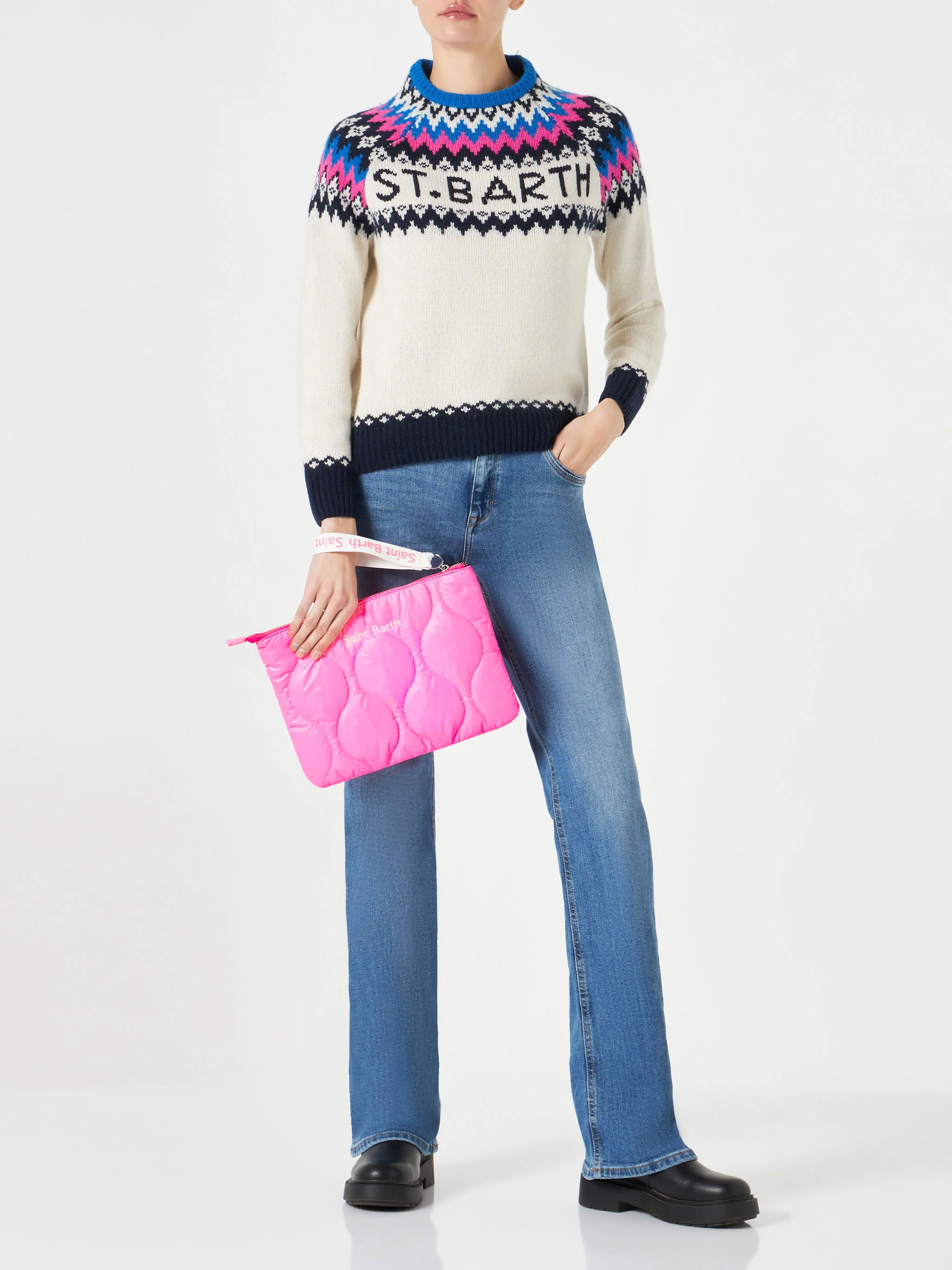Polstret clutch med bandana-print