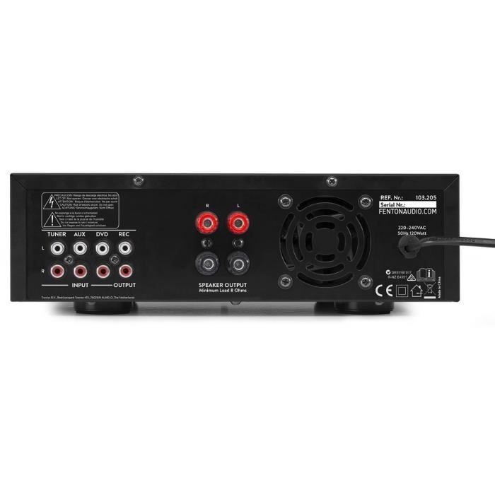 Amplificateur HIFI - Fenton - AV120BT - 2 x 60W - Bluetooth - 3 entrées RCA