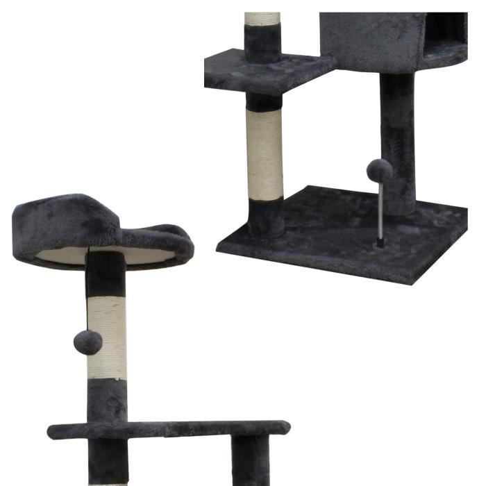 JASPER Grijze Krabpaal 40 x 40 x 114 cm - 3 platforms, 1 schuilplaats, krabpalen