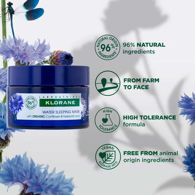 Klorane Kornblomst Vann Sovemaske Cyan Bio Nattmaske med Hyaluronsyre 50 ml 50 ml