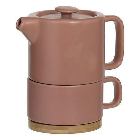 Imbryk ceramiczny Nature terracota bambusowa podstawa sitko