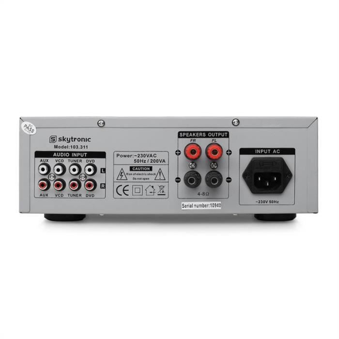 Skytronic AV400 stereo karaoke-versterker, 400 watt, 4 ingangen