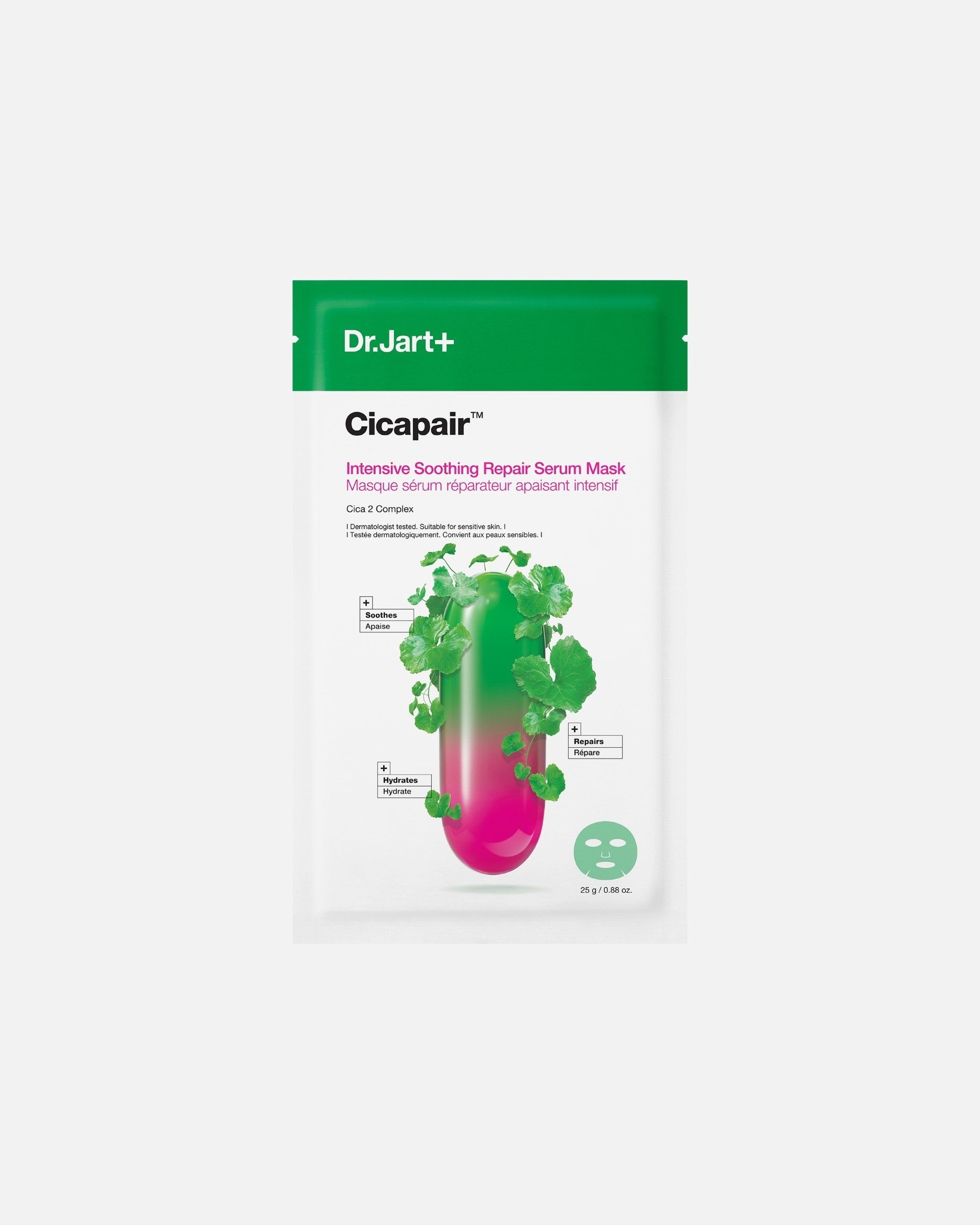 Dr. Jart+ Cicapair™ Intenzivna pomirjujoča maska v listih s serumom za obnovo kože - 25 g